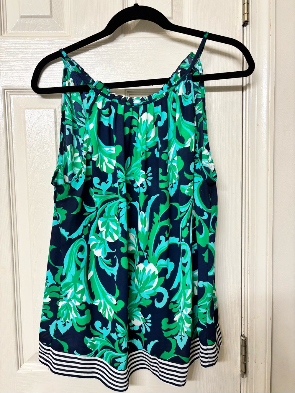 NY & Co.  Green Floral Navy Tank Top - Lightweight Summer Cami